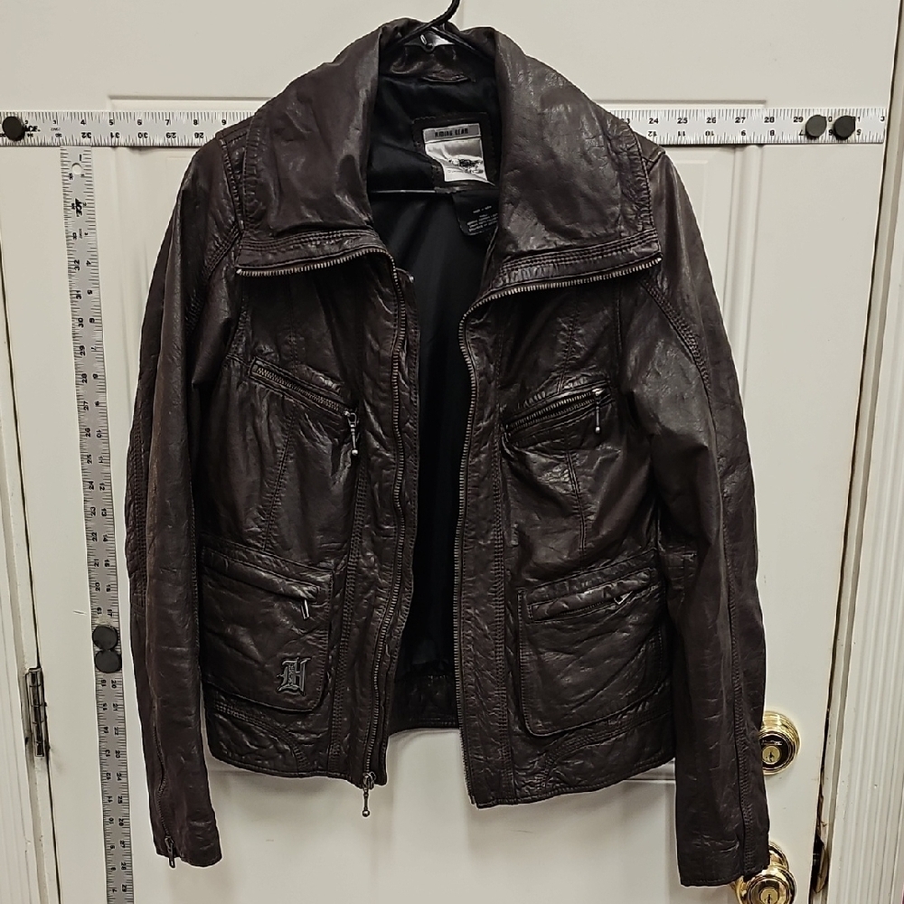 Brown, Leather, Riding, Moto, Women's, Jacket, Classic, Winter, Casual, Harley
